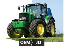 Bildet av en traktor som viser at det finnes originale reservedeler til maskiner fra Ford/New Holland, John Deere og Case IH